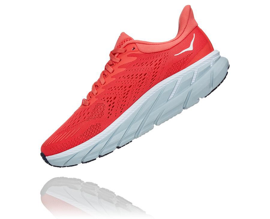 Zapatillas Running Hoka One One Mujer - Clifton 7 - Rojas/Blancas - PUX127465